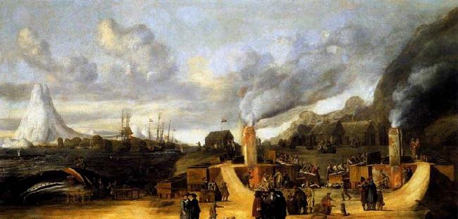 MAN, Cornelis de The Whale-oil Factory on Jan Mayen Island oil painting image